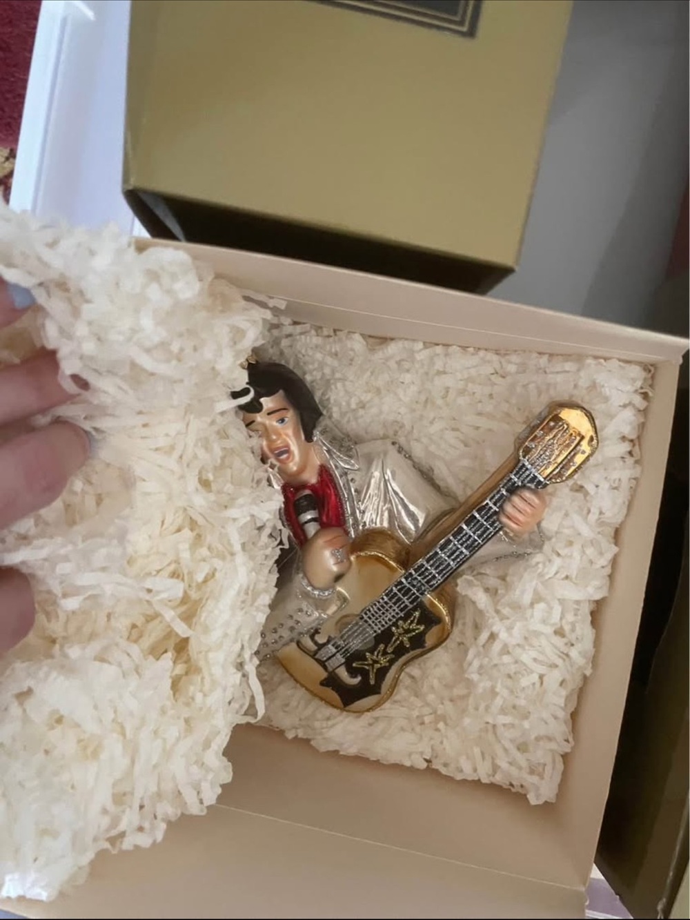 Kurt Adler Polonaise Elvis Guitar Ornament - Gold and Silver Home Accent